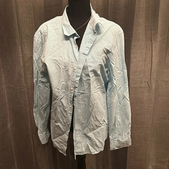 Blue and White Plaid Calvin Klein Button Up - Picture 1 of 6